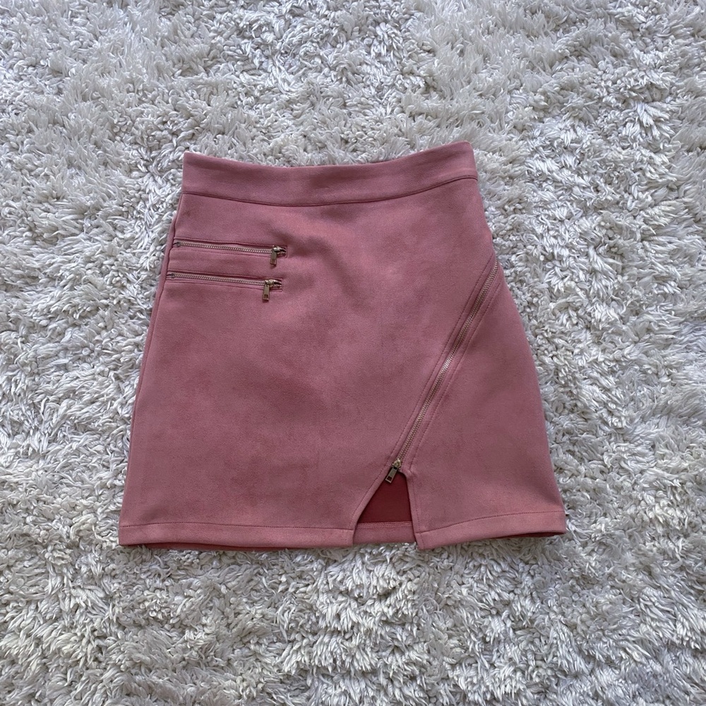 Privy Pink suede mini skirt